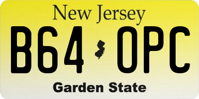 NJ license plate B64OPC