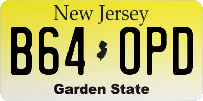 NJ license plate B64OPD