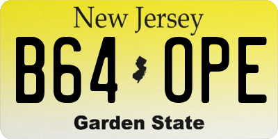 NJ license plate B64OPE