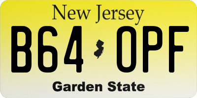 NJ license plate B64OPF