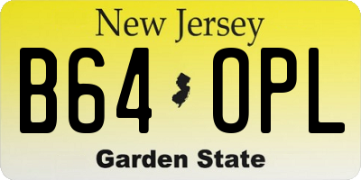 NJ license plate B64OPL