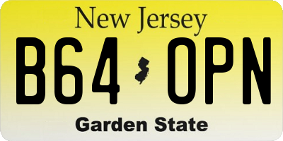 NJ license plate B64OPN