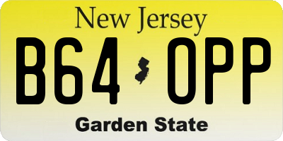 NJ license plate B64OPP