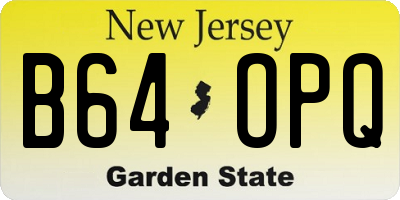 NJ license plate B64OPQ