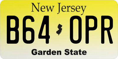 NJ license plate B64OPR