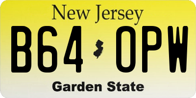 NJ license plate B64OPW