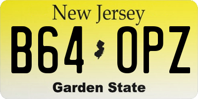 NJ license plate B64OPZ