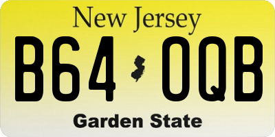 NJ license plate B64OQB