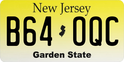 NJ license plate B64OQC