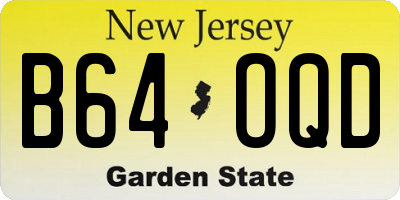 NJ license plate B64OQD
