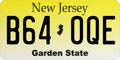NJ license plate B64OQE