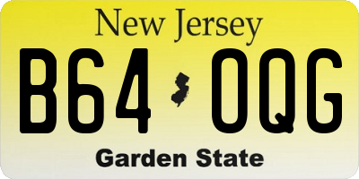 NJ license plate B64OQG