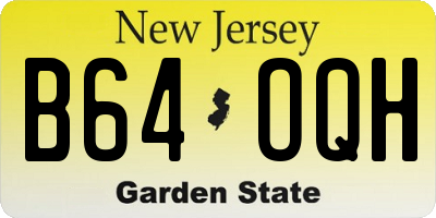 NJ license plate B64OQH