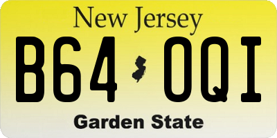 NJ license plate B64OQI