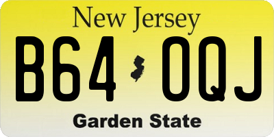 NJ license plate B64OQJ