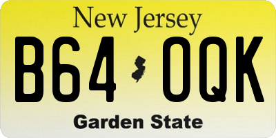 NJ license plate B64OQK