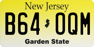 NJ license plate B64OQM