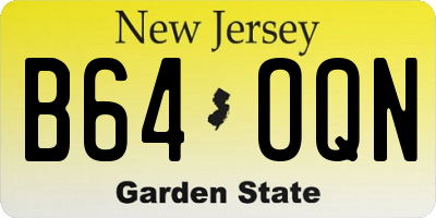 NJ license plate B64OQN