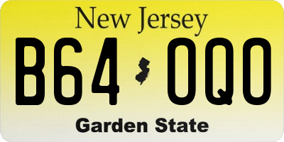 NJ license plate B64OQO