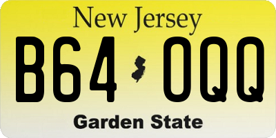 NJ license plate B64OQQ