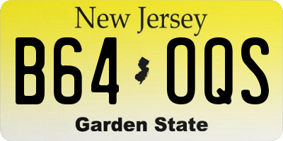 NJ license plate B64OQS