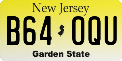 NJ license plate B64OQU