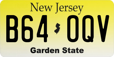 NJ license plate B64OQV