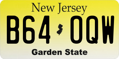 NJ license plate B64OQW