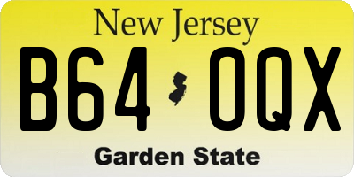 NJ license plate B64OQX