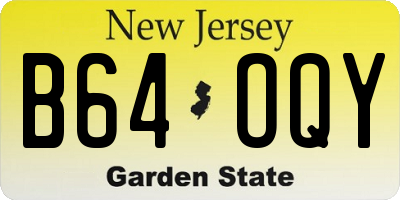 NJ license plate B64OQY