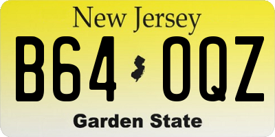NJ license plate B64OQZ