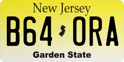 NJ license plate B64ORA