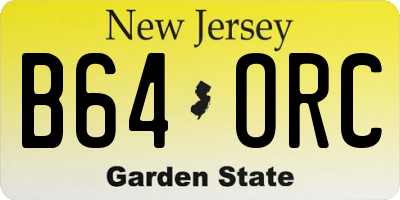 NJ license plate B64ORC