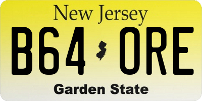 NJ license plate B64ORE