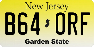 NJ license plate B64ORF