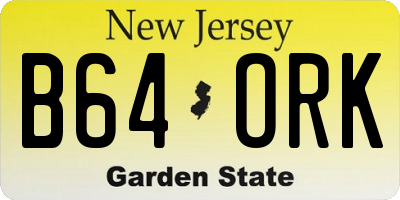 NJ license plate B64ORK