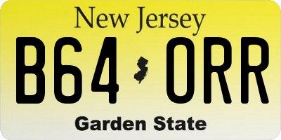 NJ license plate B64ORR