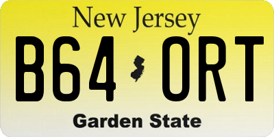 NJ license plate B64ORT
