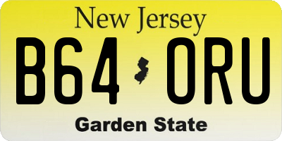 NJ license plate B64ORU