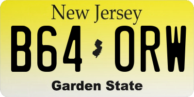 NJ license plate B64ORW