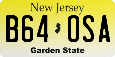 NJ license plate B64OSA