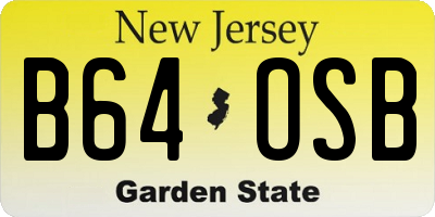 NJ license plate B64OSB