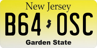 NJ license plate B64OSC