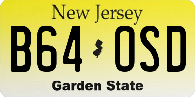 NJ license plate B64OSD