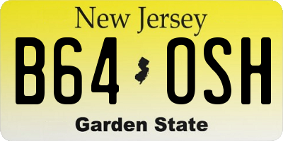 NJ license plate B64OSH