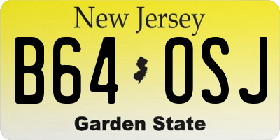 NJ license plate B64OSJ