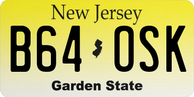 NJ license plate B64OSK