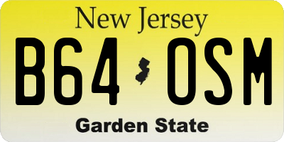 NJ license plate B64OSM