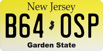 NJ license plate B64OSP