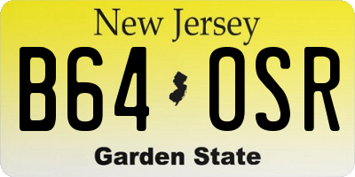 NJ license plate B64OSR